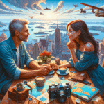 Photorealistic generated image of couple world travelers