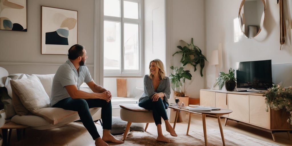 couple intimate conversation at home