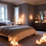 romantic bedroom with candles and soft lighting