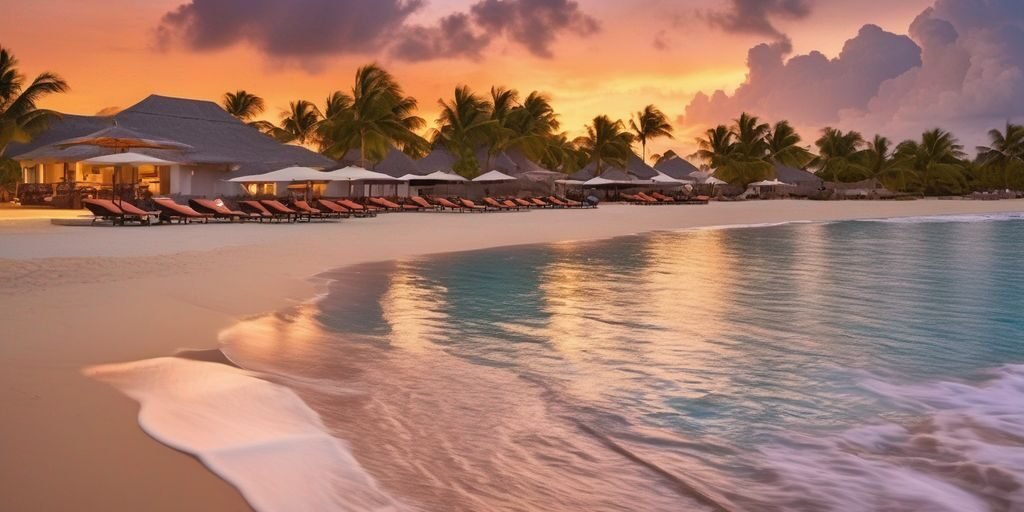 luxurious all-inclusive resort beach sunset