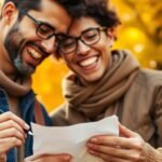 Couple joyfully completing bucket list item outdoors.