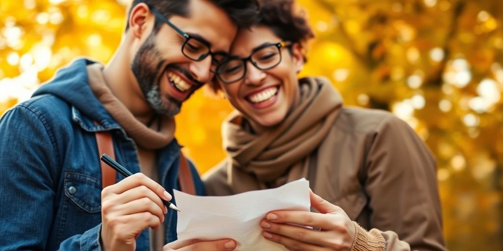 Couple joyfully completing bucket list item outdoors.