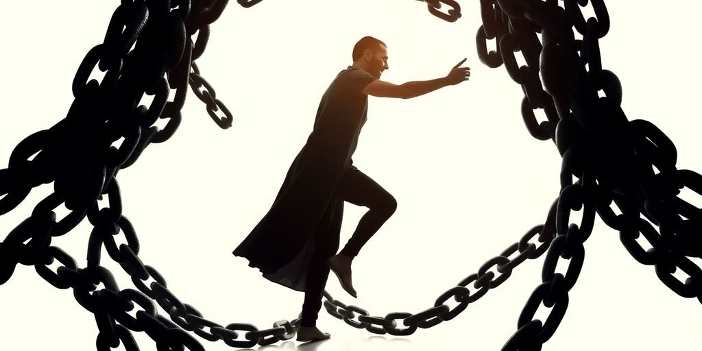 Chains breaking, symbolizing freedom from unhealthy connection.