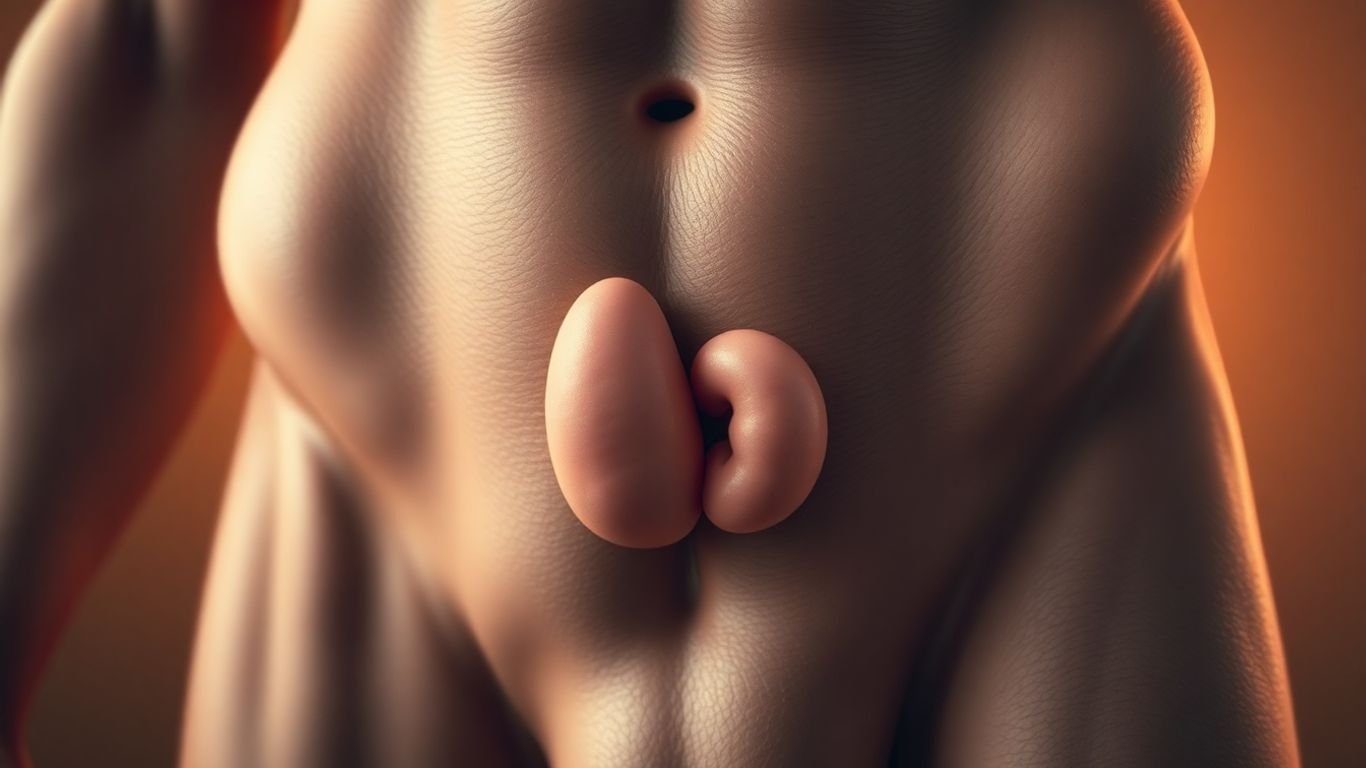 Close-up of male anatomy, penis and testicles.