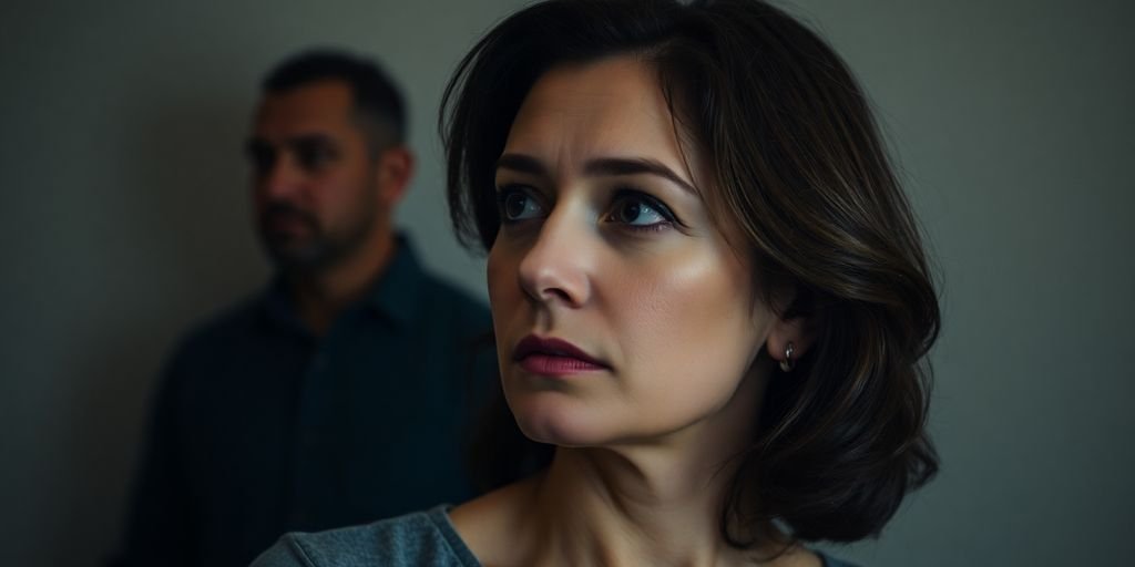 Woman contemplating a man's betrayal.